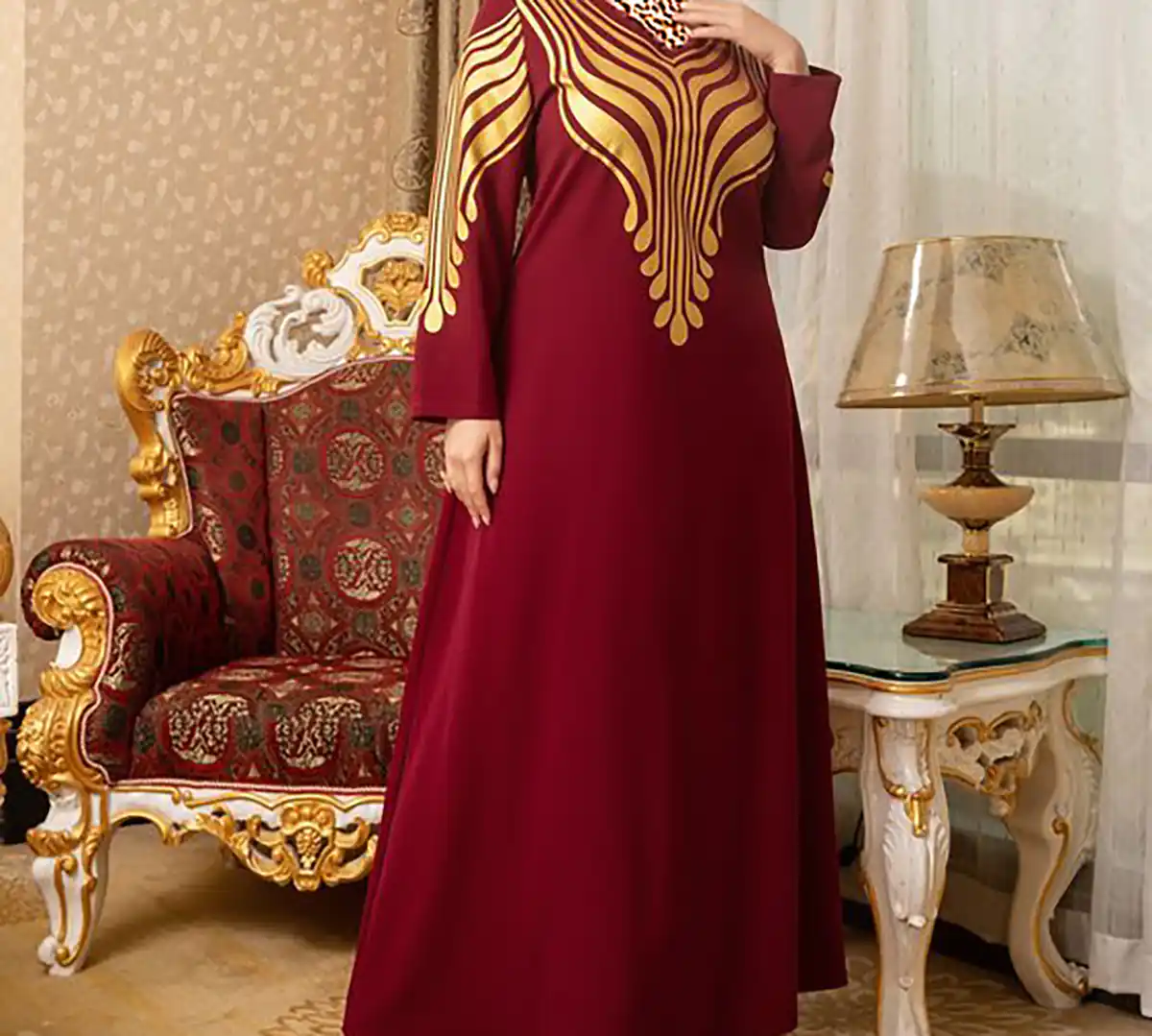 ماکسی راحتی قرمز طلاکوب