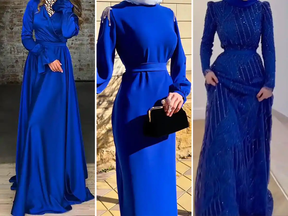 ۱۵ مدل لباس مجلسی آبی کاربنی؛ انتخاب خاص برای شیک‌پوش‌ها