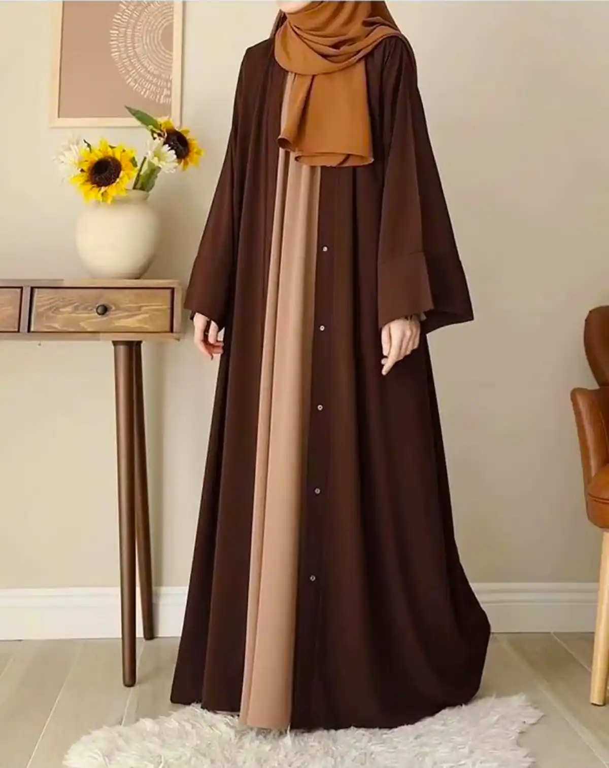 مانتو عبایی شیک پوشیده