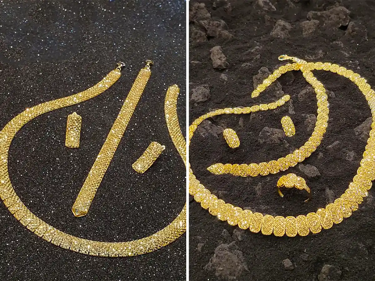 ۱۵ مدل سرویس طلا عروس ضخیم شیک؛ انتخابی لوکس برای درخشیدن در شب رویایی