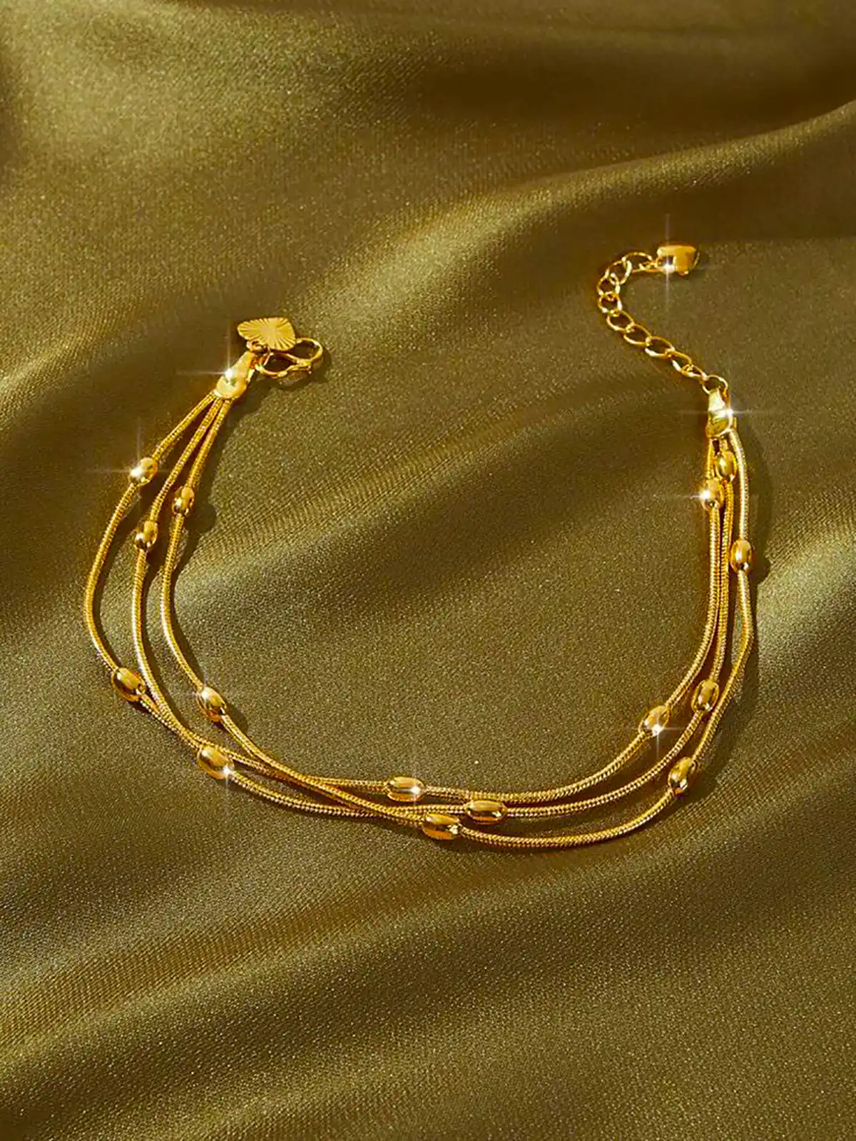 دستبند زنانه زرد زنجیری