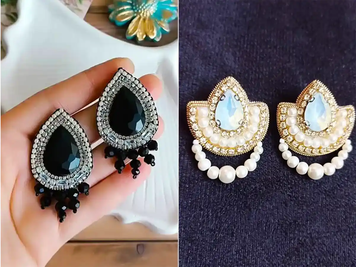 گوشواره جواهر دوزی شده جذاب