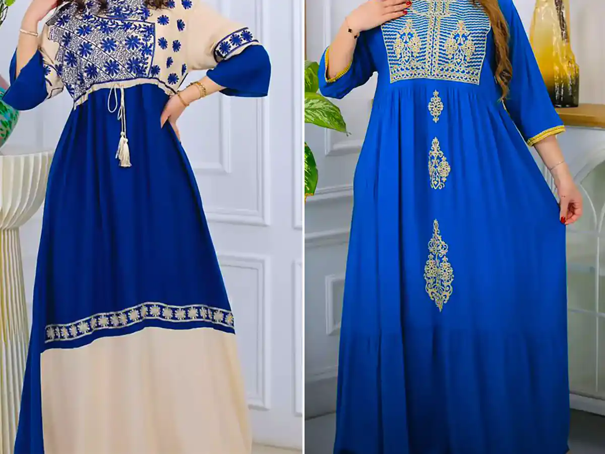 پیراهن آبی بلند زنانه
