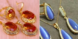نیم ست سنگی رنگی؛ ۱۵ عکس الهام‌بخش برای ست‌کردن زیورآلات با لباس‌های رنگی