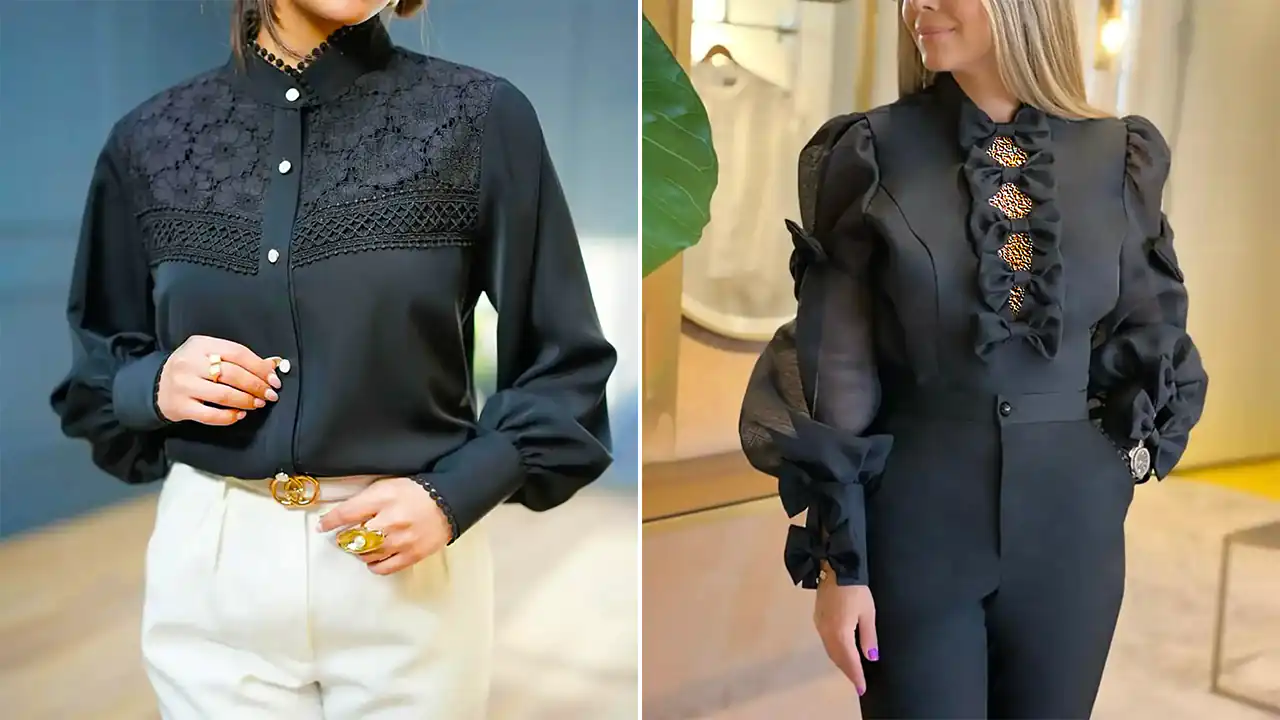 شومیز مجلسی مشکی جدید؛ ۱۵ عکس لاکچری از انتخابی خاص برای مجالس و جشن‌ها