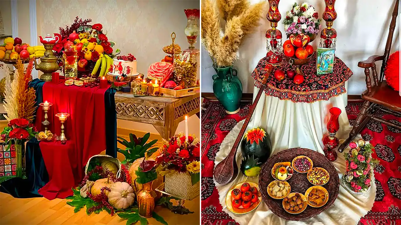 چیدمان خاص میز برای یلدا؛ ۱۵ ایده خاص و چشم‌نواز برای تزیین مجلل شب ایرانی