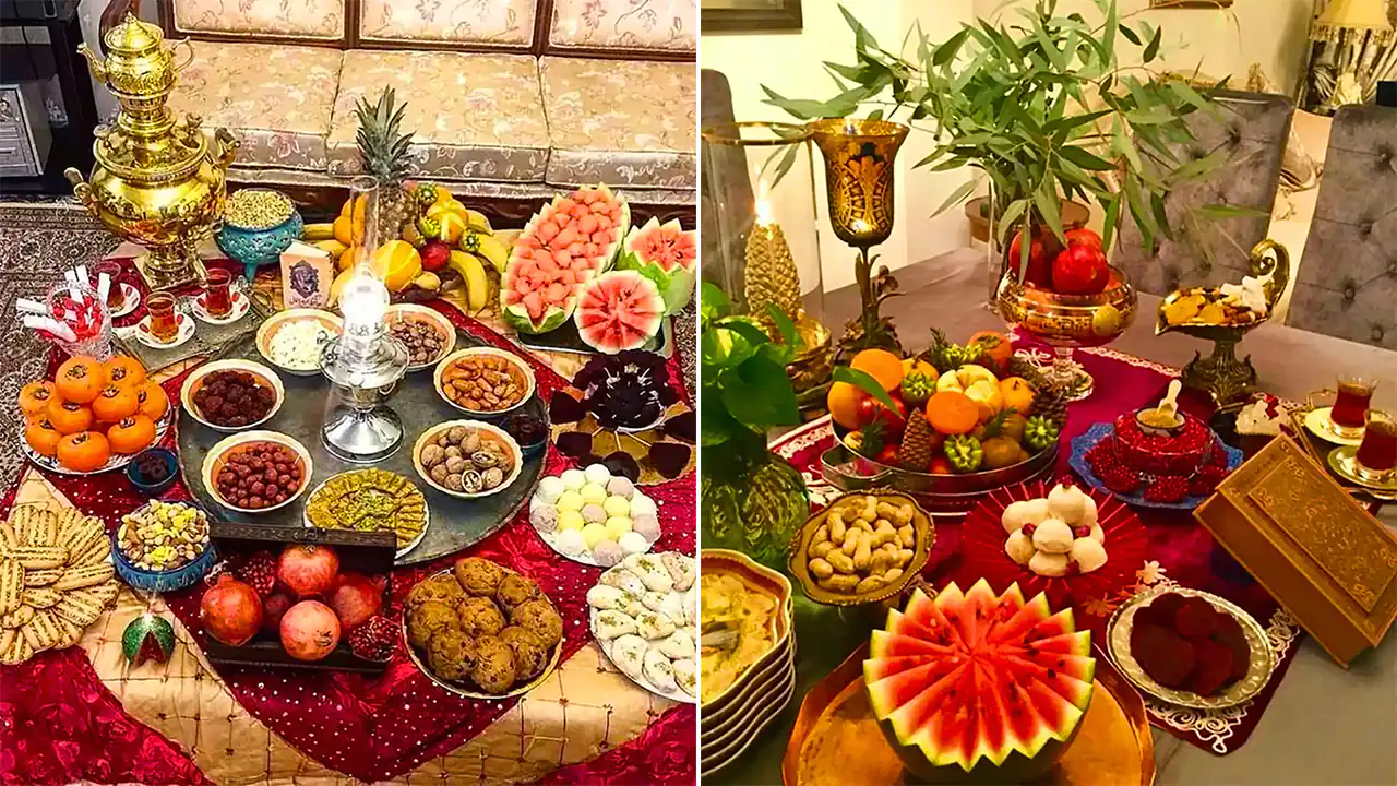 چیدمان روی میز شب چله؛ ۱۵ عکس خاص  از سفره‌های سنتی با حال‌و‌هوای نوستالژیک