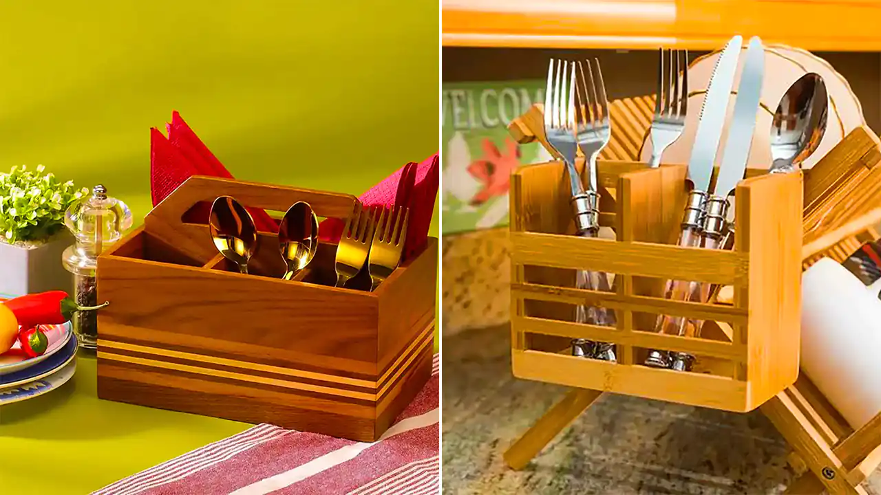 جا قاشق چنگال چوبی؛ ۱۵ مدل خاص و طبیعی برای نظم و زیبایی آشپزخانه‌ها