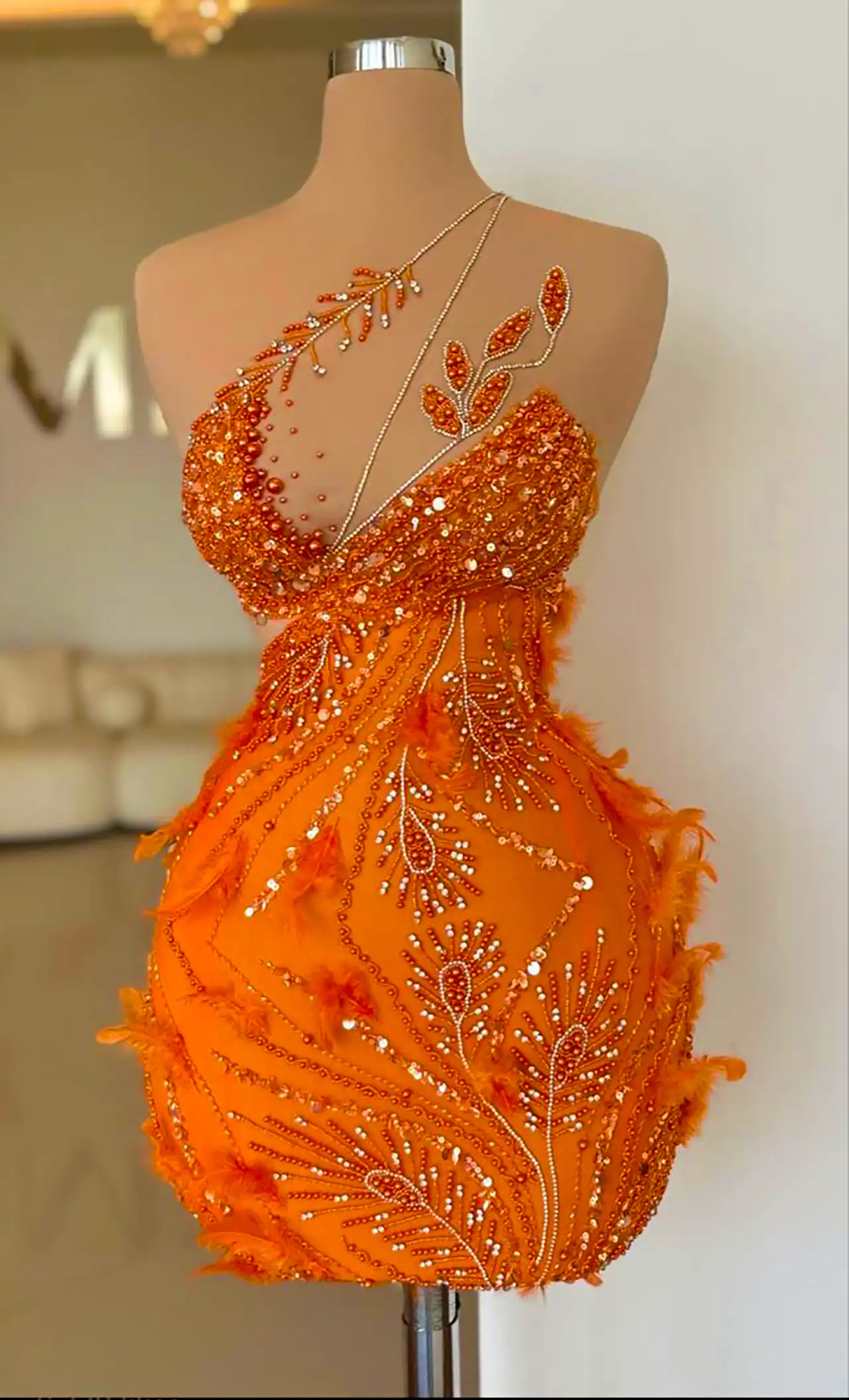 ماکسی نارنجی جواهر دوزی شده