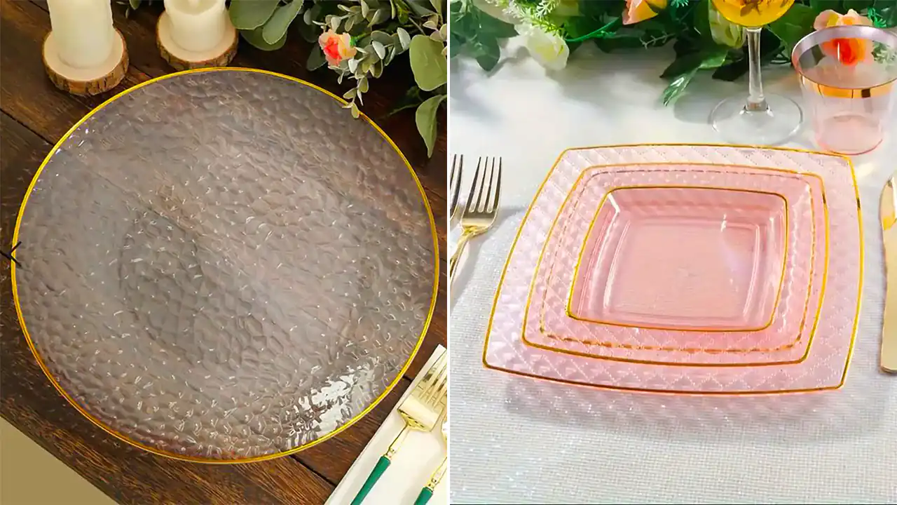بشقاب شیشه‌ای دور طلایی؛ ۱۵ مدل جدید برای سرو غذاهای مجلسی و شیک امروز