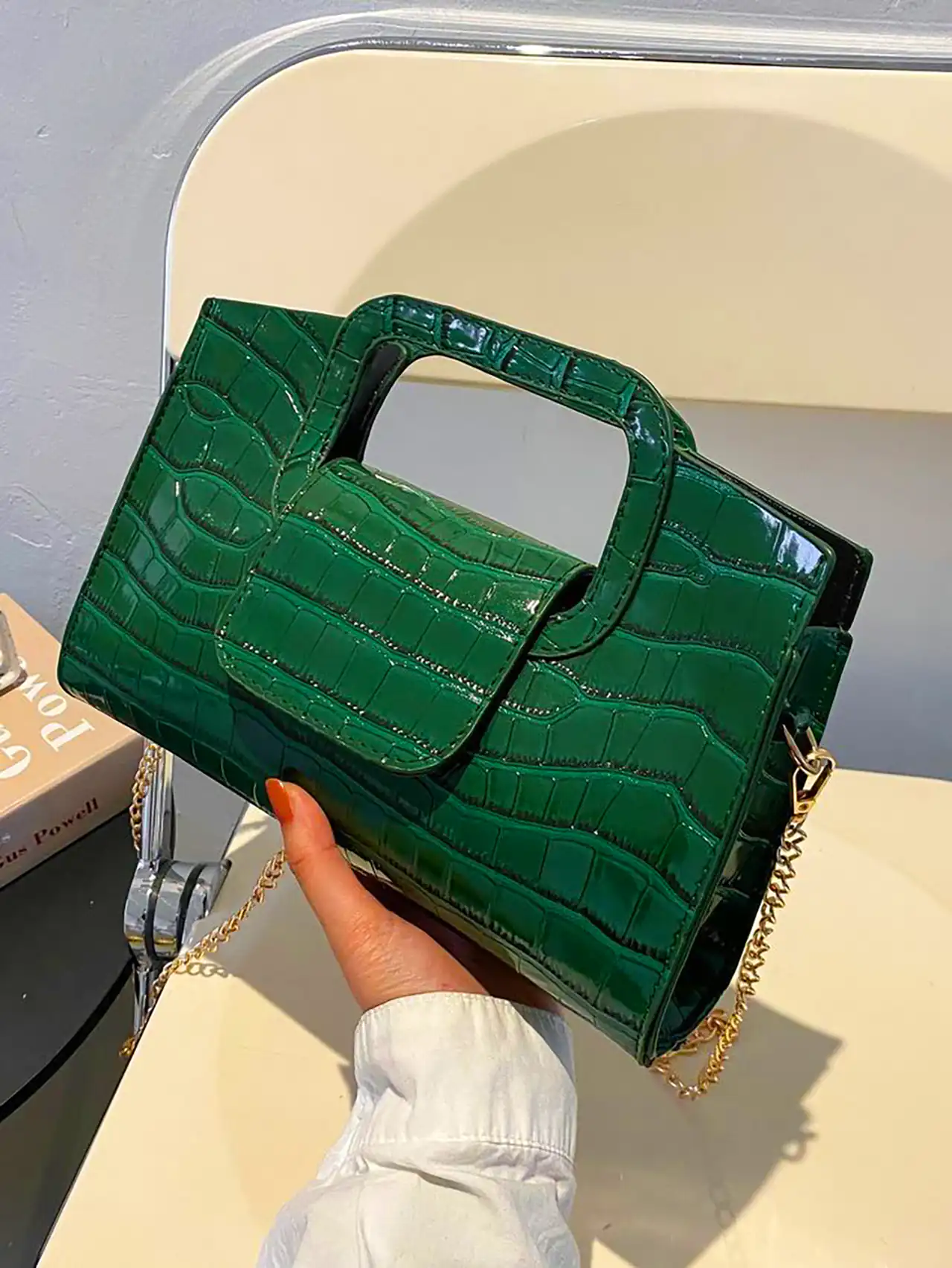 کیف سبز چرم زنانه