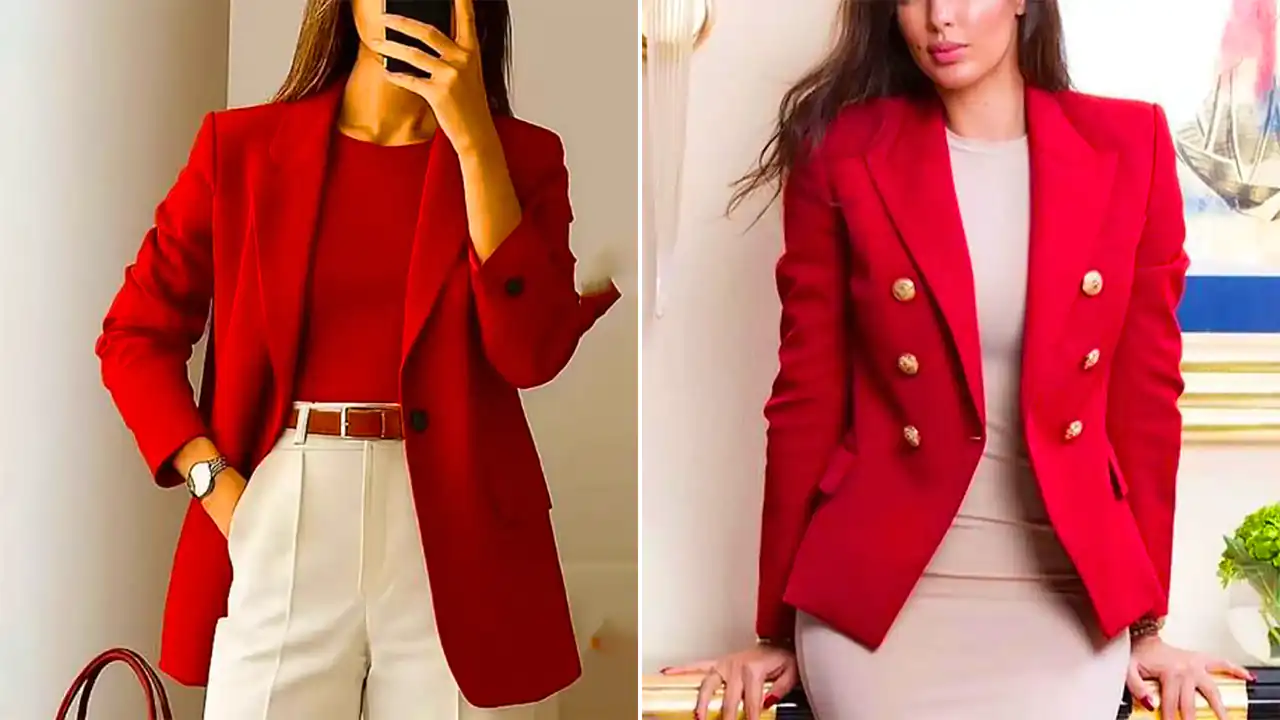 کت بلیزر قرمز و لوکس؛ ۱۵ عکس الهام بخش برای پوشش خاص مجلسی امروز