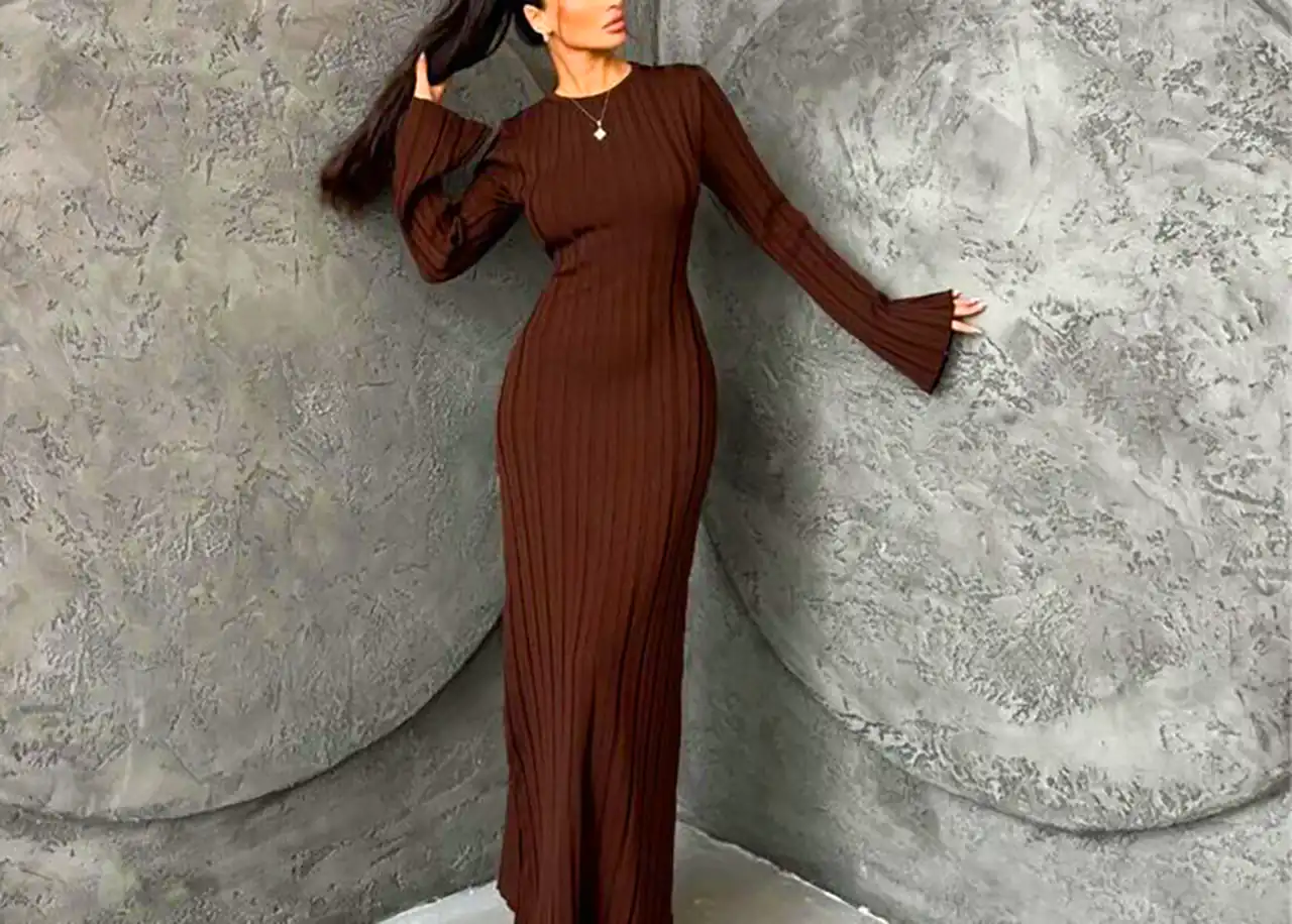 پیراهن بافت زنانه قد مچ جذب