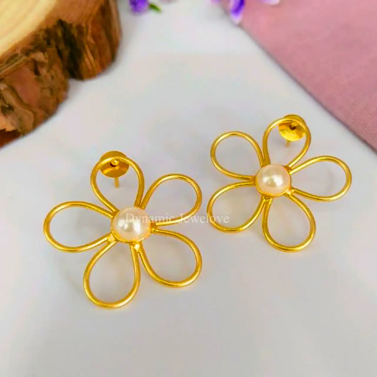 گوشواره طلایی طرح گل