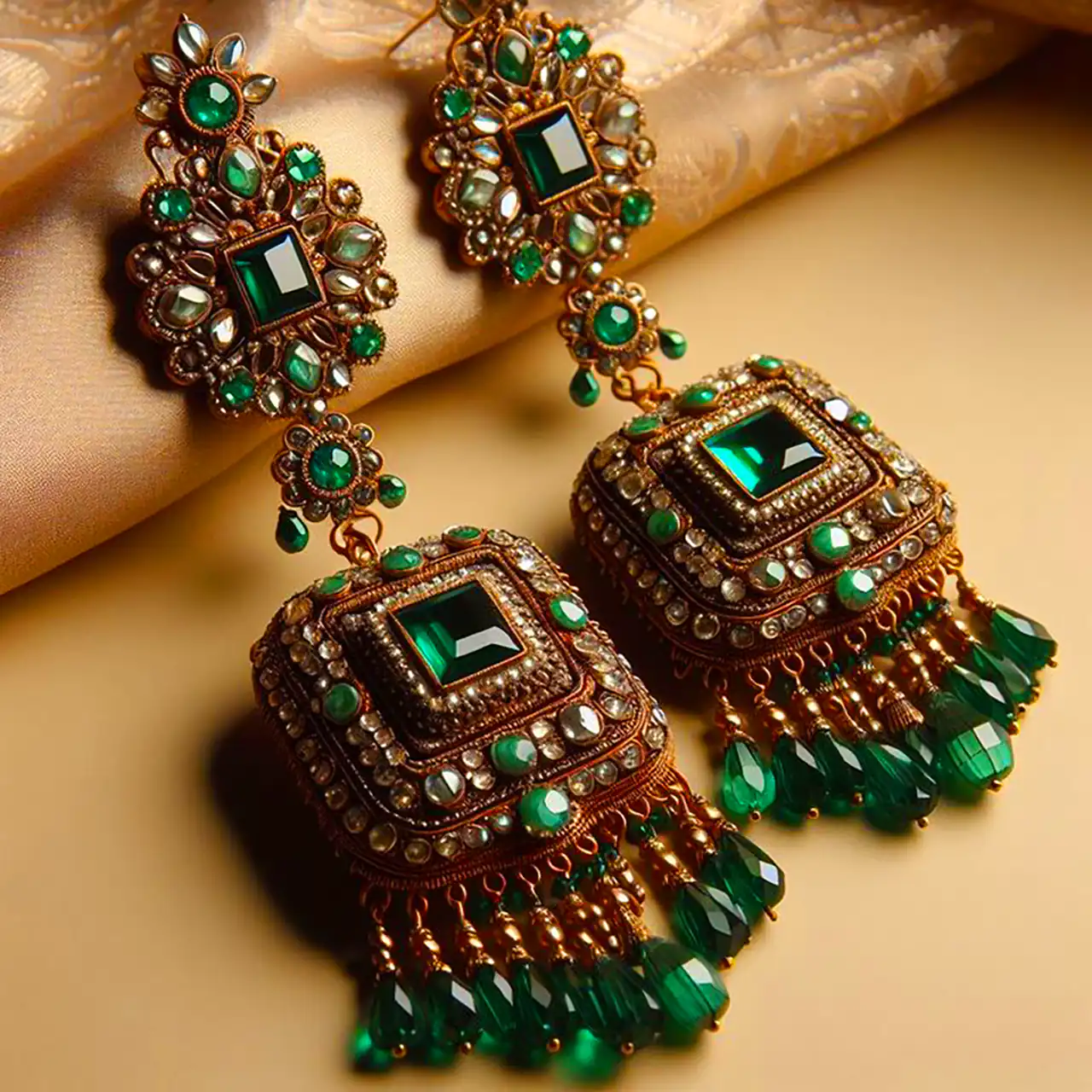 گوشواره سبز هندی شیک