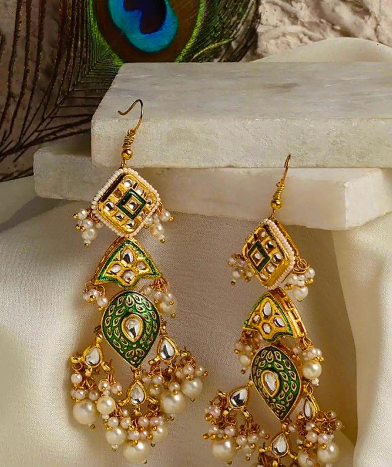 گوشواره سبز هندی شیک