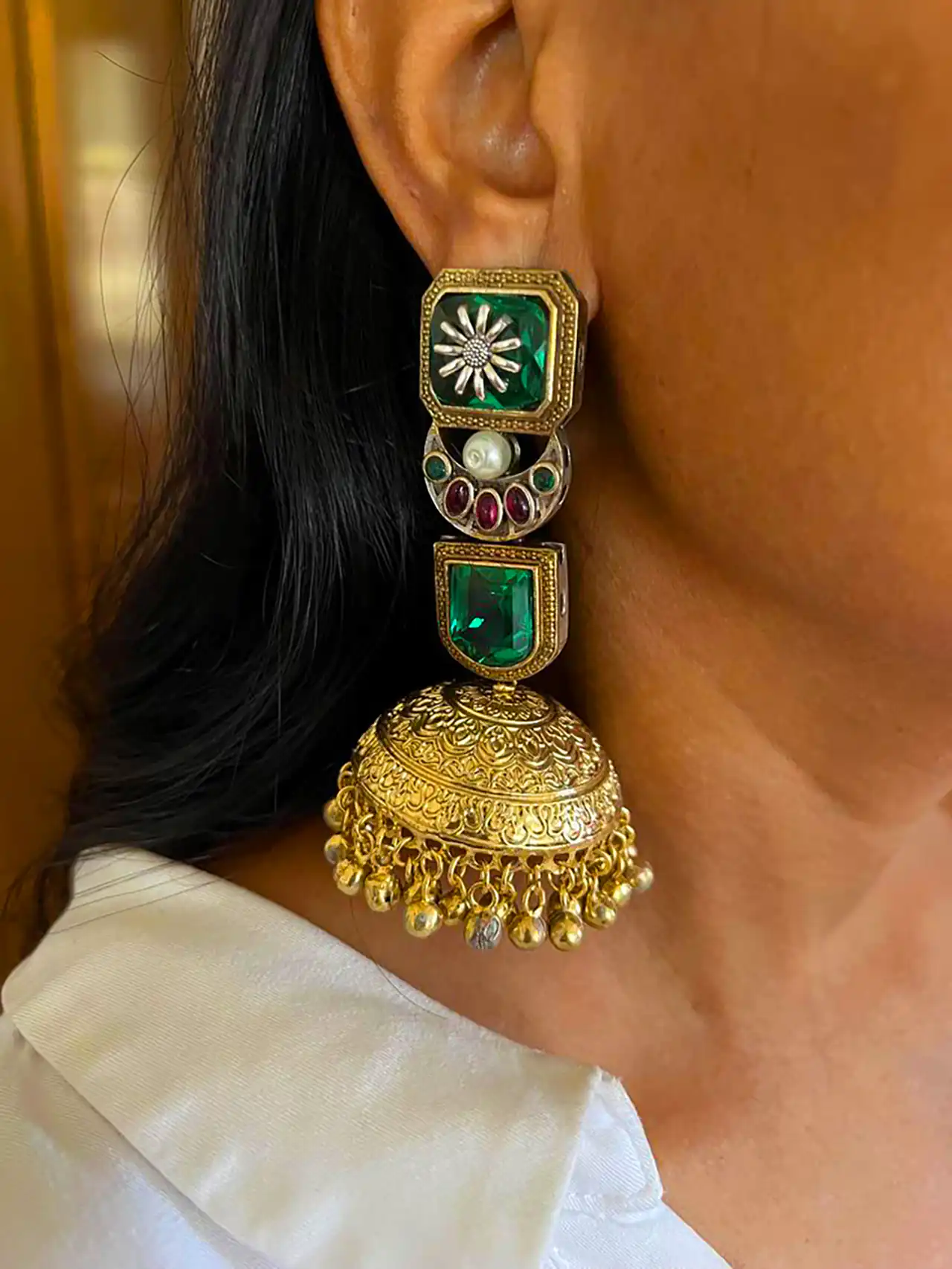گوشواره سبز هندی شیک