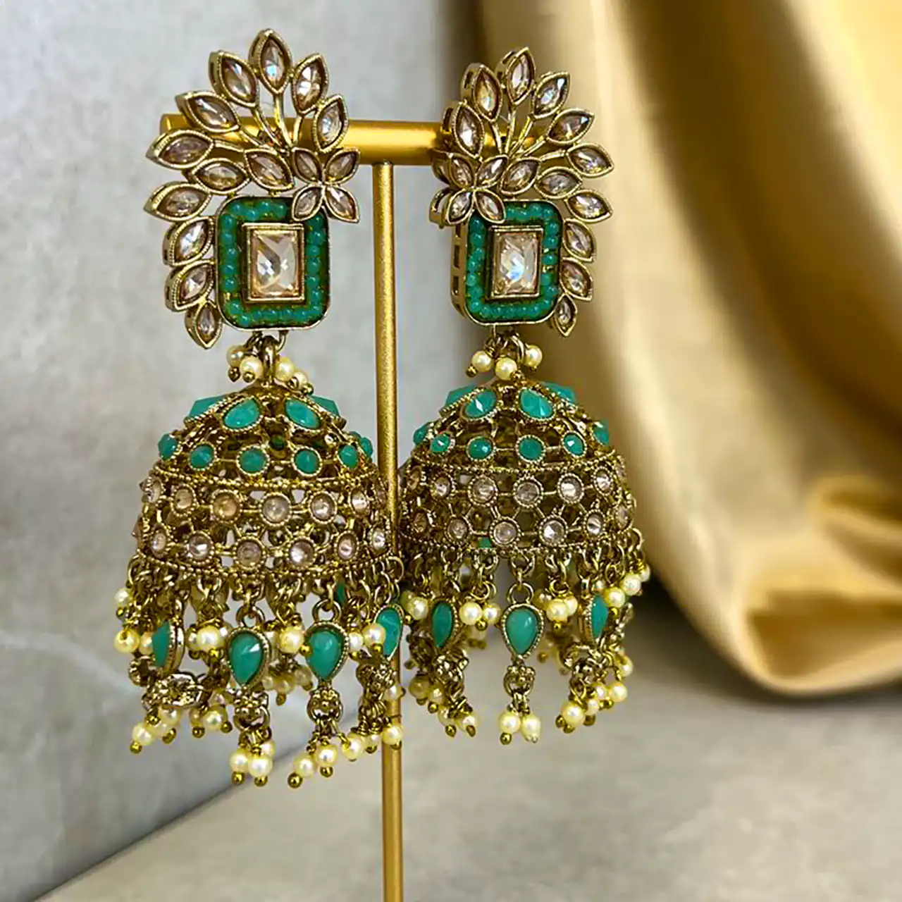 گوشواره سبز هندی شیک