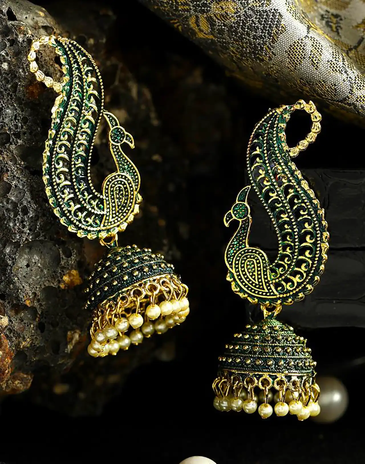 گوشواره سبز هندی شیک