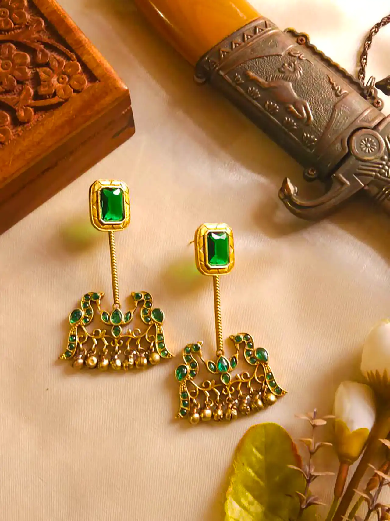 گوشواره سبز هندی شیک