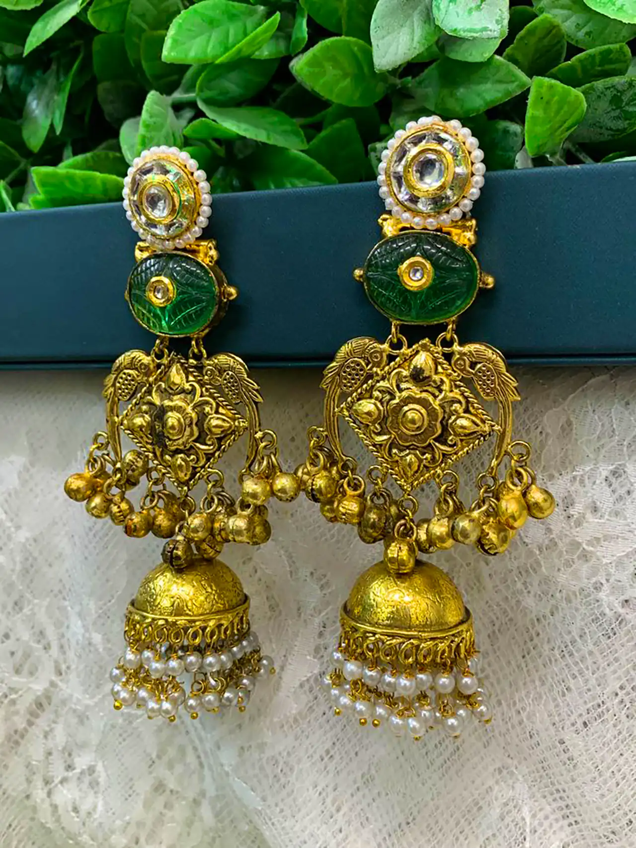 گوشواره سبز هندی شیک