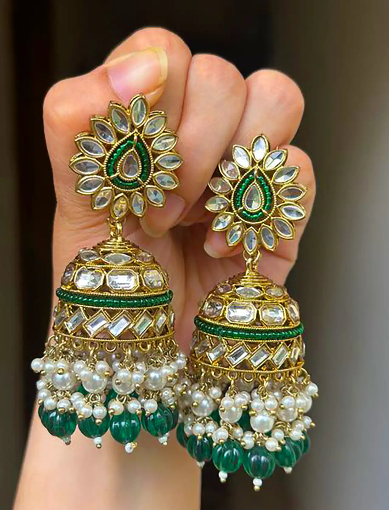 گوشواره سبز هندی شیک