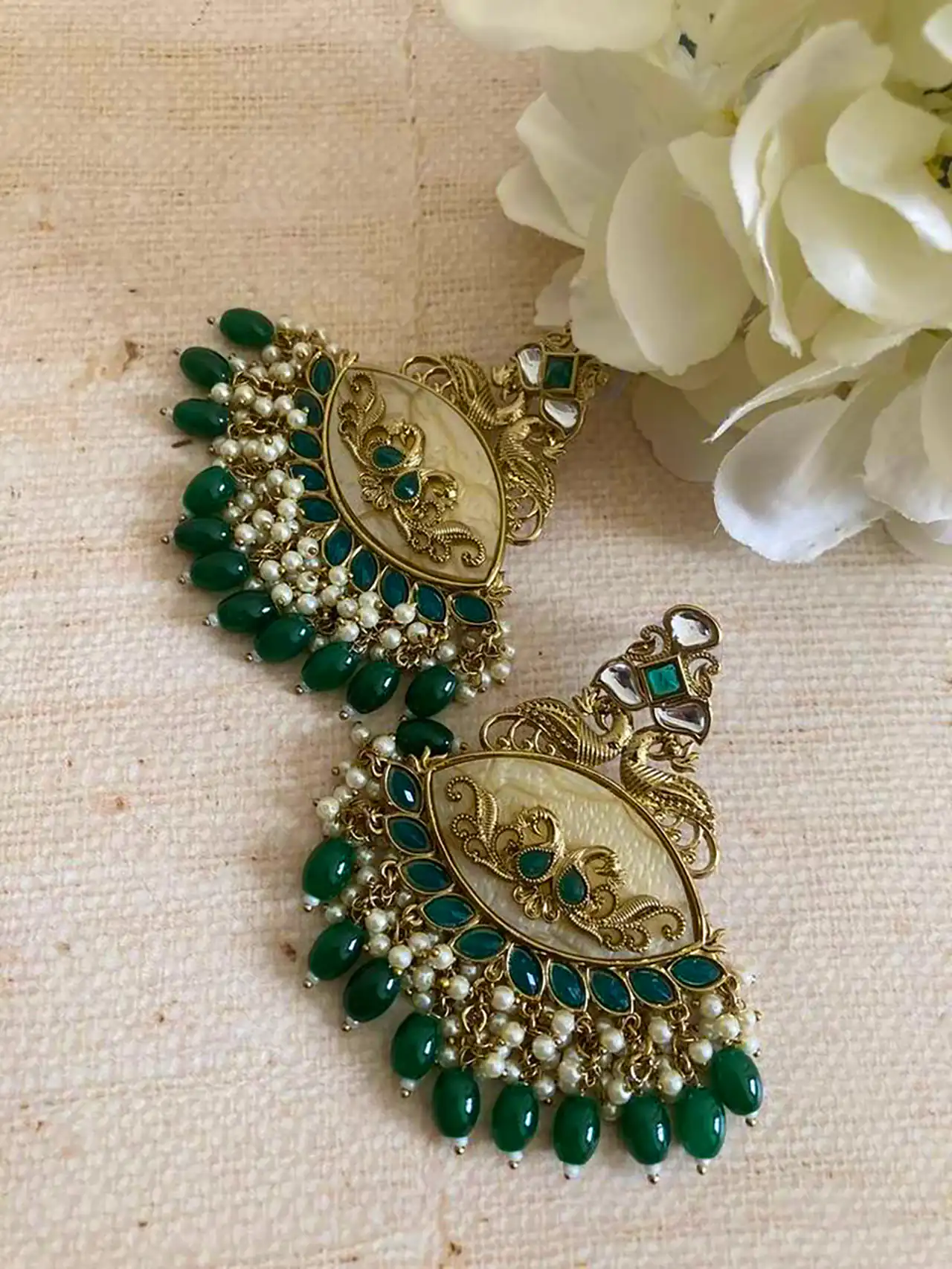 گوشواره سبز هندی شیک