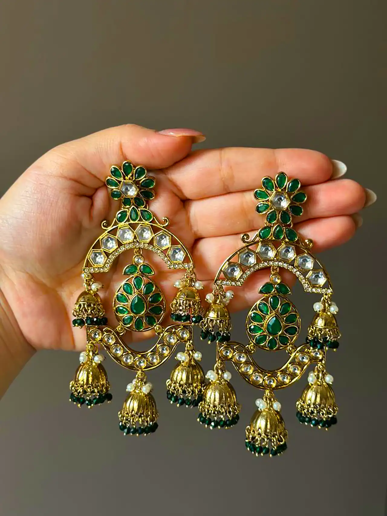 گوشواره سبز هندی شیک
