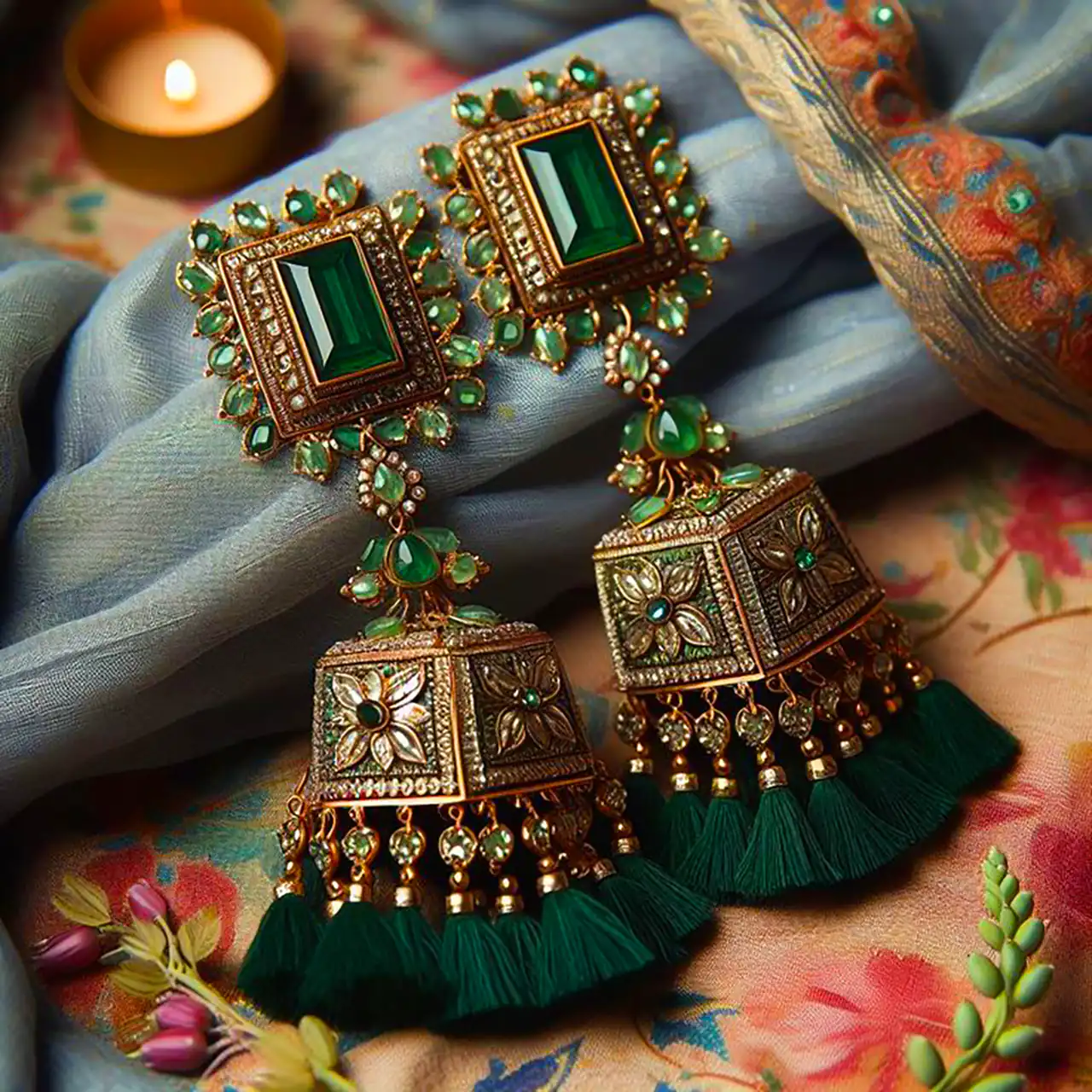 گوشواره سبز هندی شیک