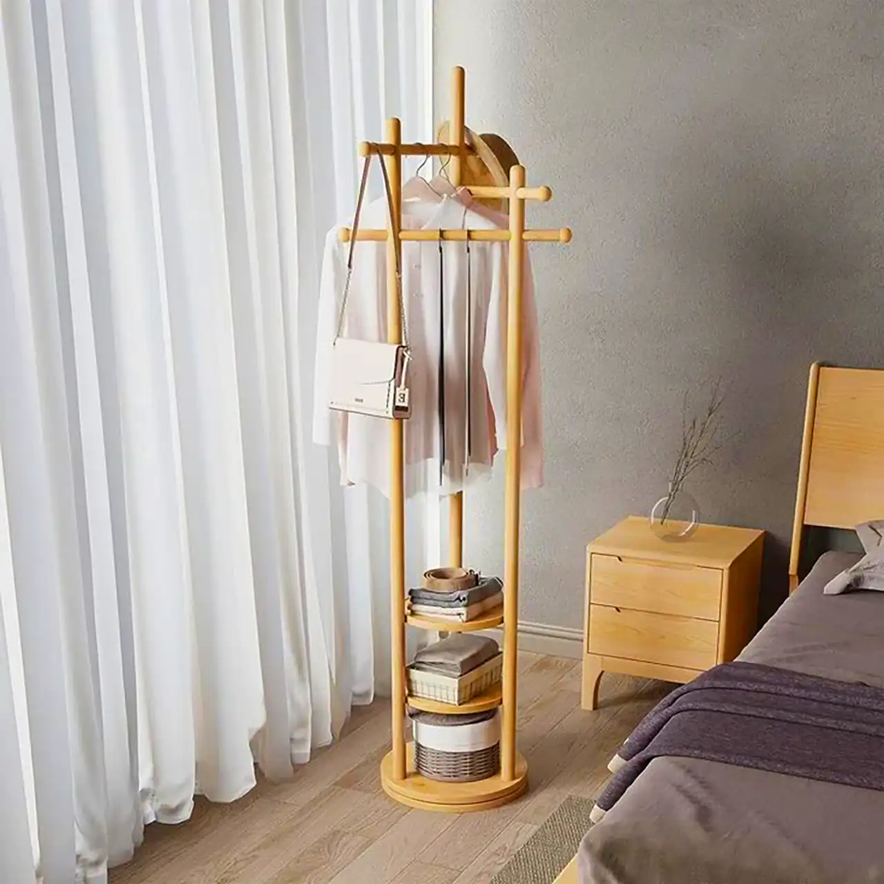 رخت آویز چوبی ایستاده
