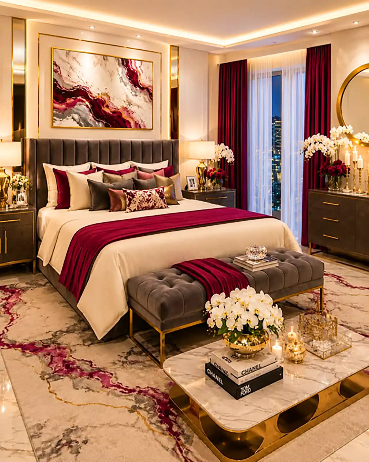 چیدمان شیک تخت خواب دونفره