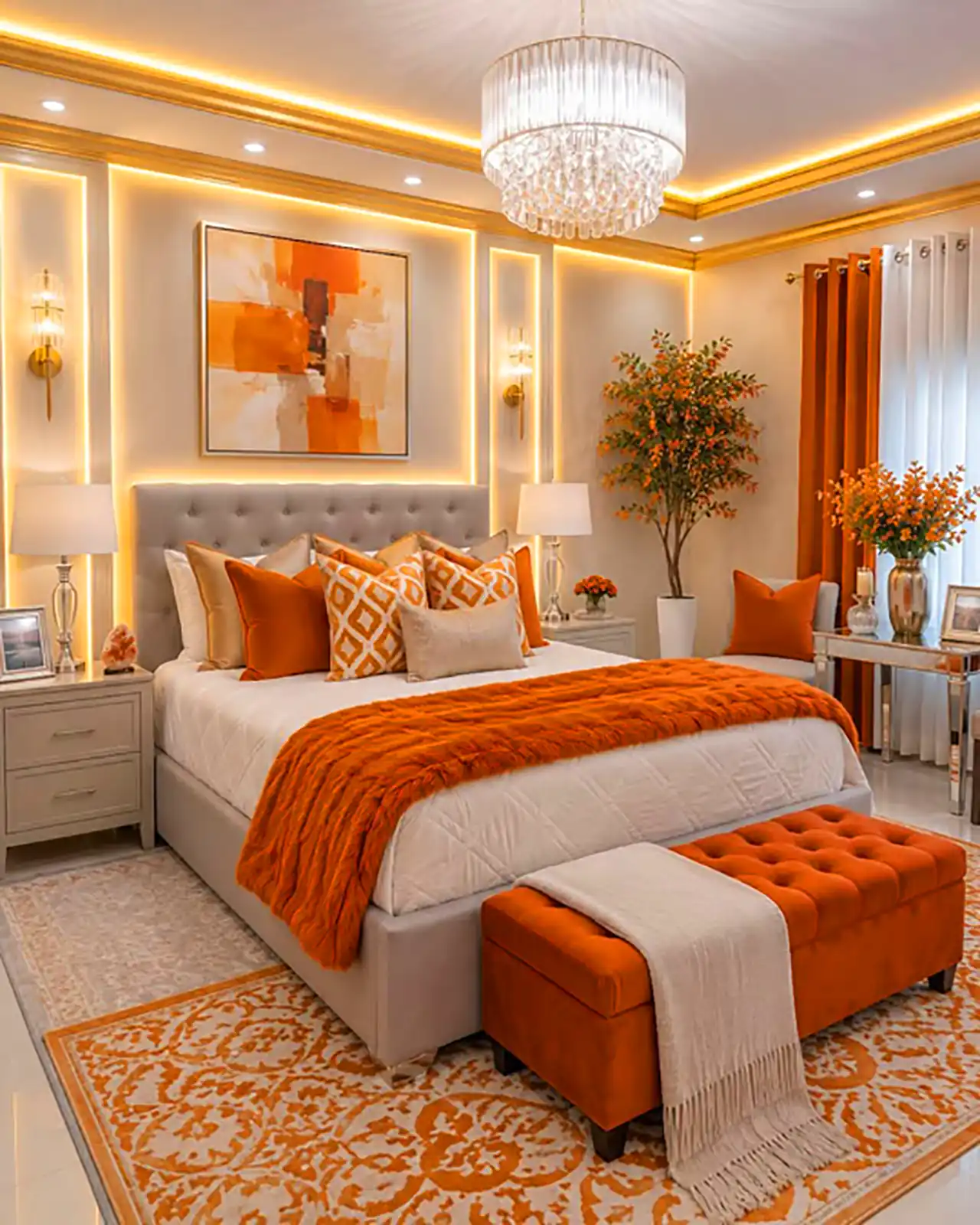 چیدمان شیک تخت خواب دونفره