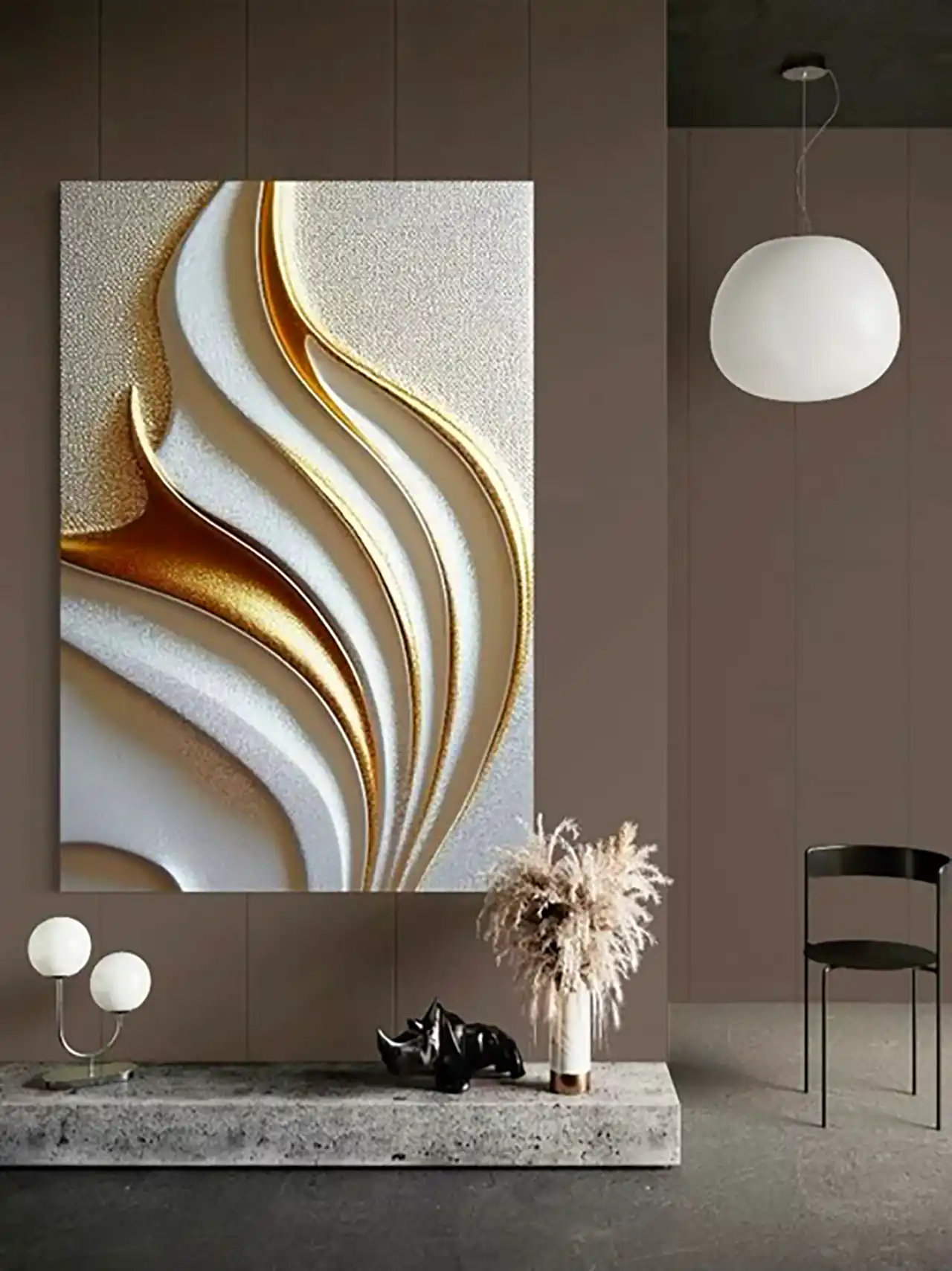 دکور مینیمال با دیوار سه بعدی