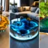 میز رزینی مدرن صفحه شیشه ای با طراحی های خلاقانه و متفاوت برای خانه های شیک