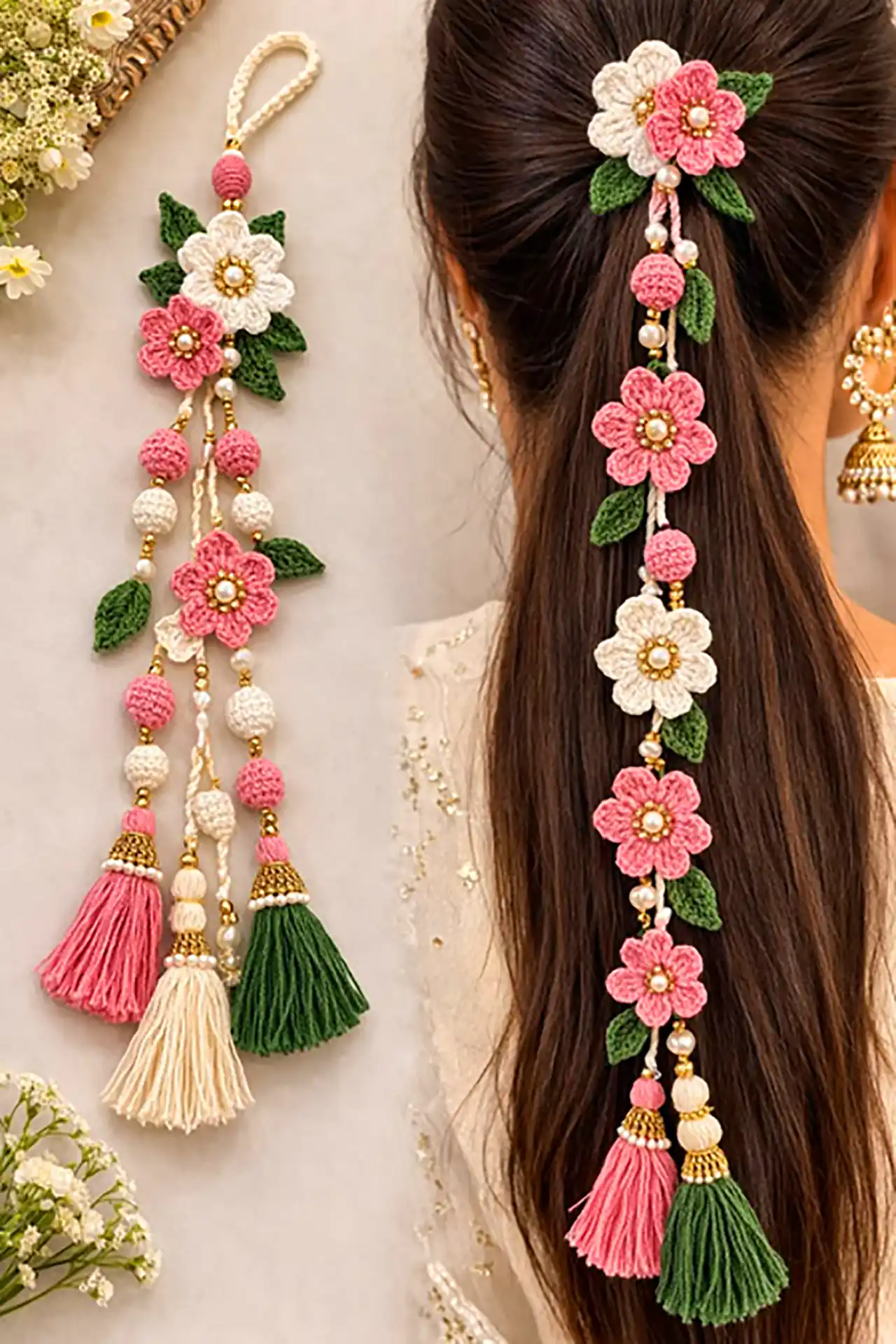 اکسسوری مو بافتنی زیبا