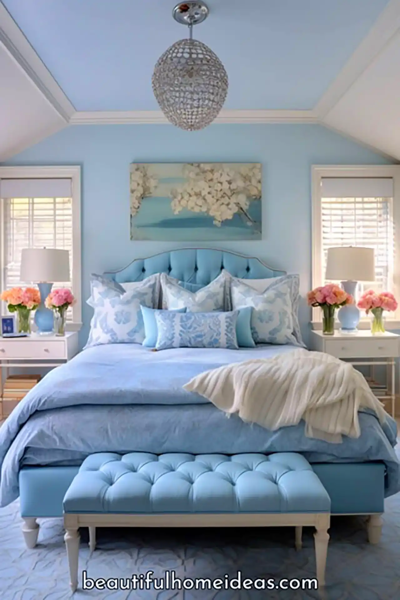دکور اتاق خواب آبی روشن