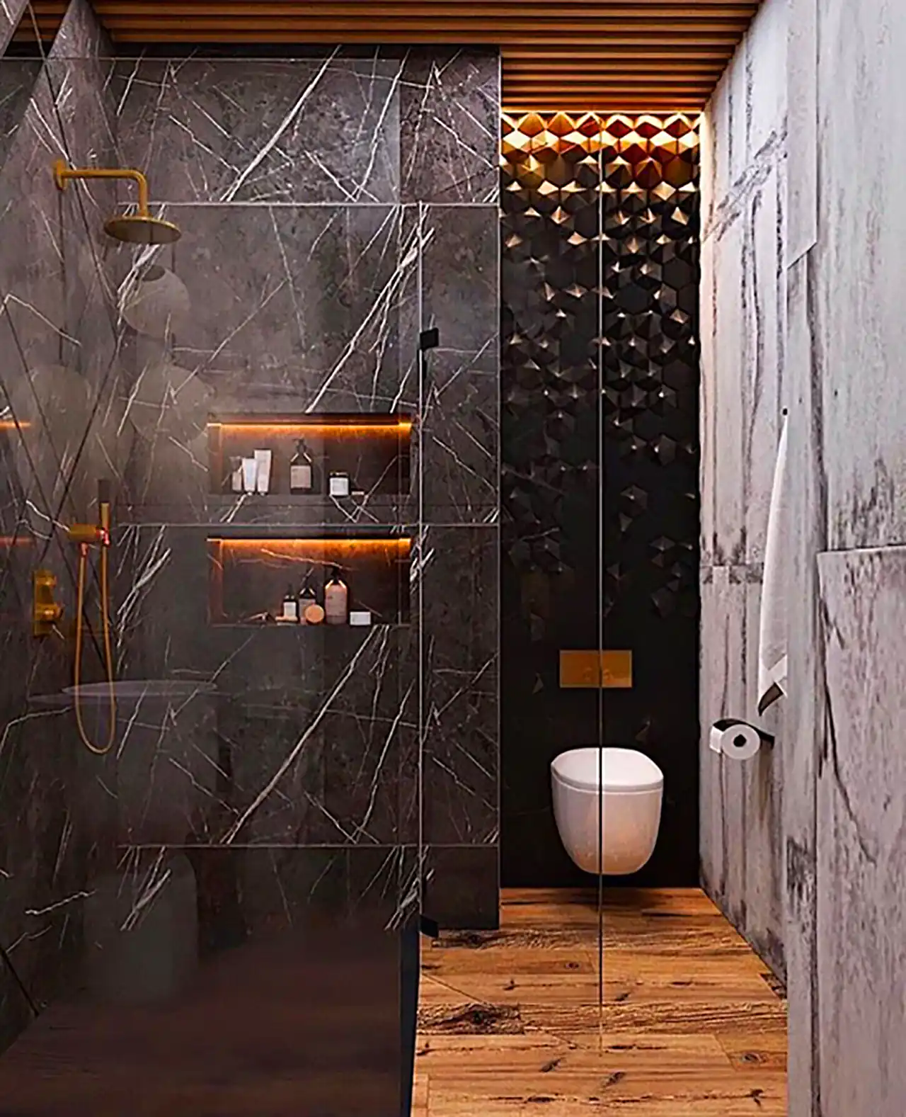 طراحی حمام لاکچری مشکی