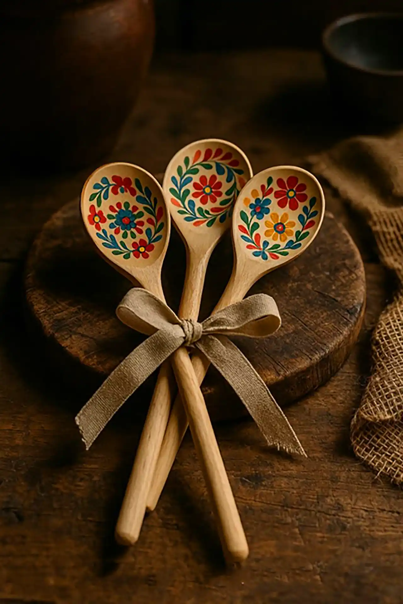 طراحی خلاقانه روی قاشق چوبی 